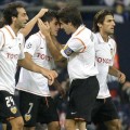 Els jugadors del València celebren un gol